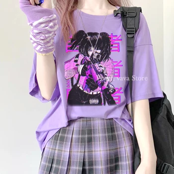 Mech Y2K Saldus Mergaičių Mielas Animacinių filmų Japonijos Streetwear Harajuku Kawaii Atsitiktinis Viršūnes Ulzzang Punk Derliaus JK Goth Moterys T-Shirt