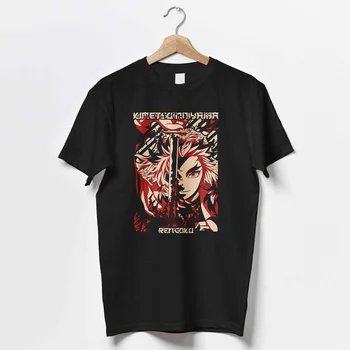 Demon Slayer Kyojuro Rengoku Anime, Manga Grafinis T-Shirt | Japonijos Tema Anime Tee | Unisex Anime Graphic Marškinėliai