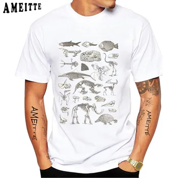 Nauja Vasaros Vyrams Trumpomis Rankovėmis Batų Paleontologija Iliustracija T-Shirt Juokinga Hip-Hop Berniukas Atsitiktinis Viršūnes Vintage Mados Vyras Baltos Tees