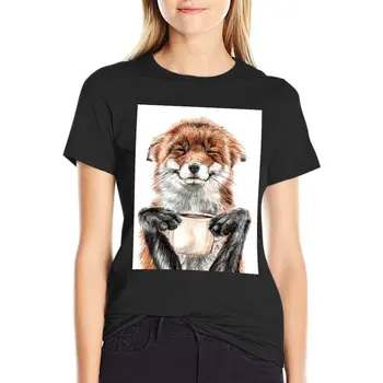 Ryte Fox - mielas kavos gyvūnų Marškinėliai Moteriška apranga grafika marškinėliai T-shirt Moterims