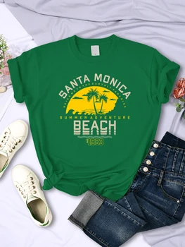 Santa Monica Vasaros Nuotykių Paplūdimio Estd 1983 Moterų Trumpomis Rankovėmis, Gatvės, Hip-Hop Mados Viršūnes Vasaros Orui Moters T-Shirts