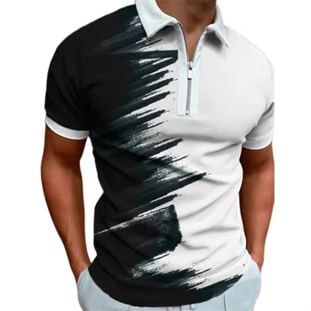 T-marškinėliai Vyrams, Golfo Ketvirtį Zip Polo Gatvės Apykaklės Vyrų Viršūnes Trumpas Rankovės Streetwear Grafinis Spalvos Bloką Užtrauktukas Ketvirtį Vasaros