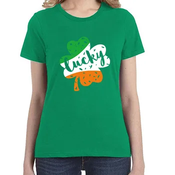 St. Patrick ' s Day LAIMINGAS Atsitiktinis Žalia Moters T-shirt Vasaros trumpomis Rankovėmis Moteriška Tee Top Marškinėliai Moterims