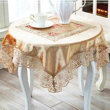 2018 aukštos kokybės pleuche staltiesė nėrinių krašto gėlių staltiesės šalies namų dekoravimo, pokylių namų tekstilės almofadas