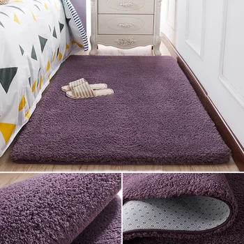 paprastas storas ėriukų kilimų vientisos spalvos miegamojo, svetainės kilimas lovos antklodė minkšta grindų kilimėlis didelis tapete individualų