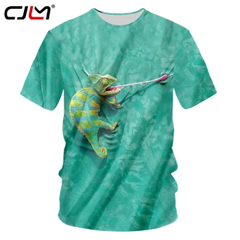 CJLM Cool T-shirt Mados Vyrų 3d Marškinėlius Spausdinti Juokingas Chameleonas Atsitiktinis Trumpas Rankovės Vasaros Viršūnes Tee Didmeninė Vlothing Daug 5XL