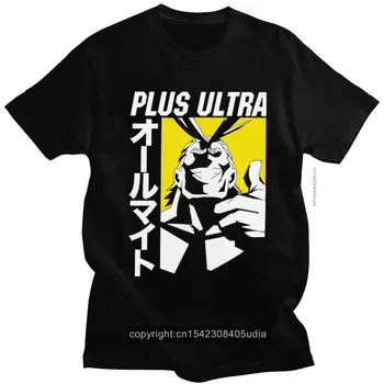 Derliaus Mha Mano Herojus Akademinės Bendruomenės, Visi Gali Plus Ultra Marškinėliai Vyrams Grynos Medvilnės Anime, Manga Grafinis Tee Viršų Trumpomis Rankovėmis Miestų T-Shirt