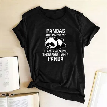 Seeyoushy Panda Yra Nuostabus, aš Esu Nuostabus Todėl, kad aš Esu Panda Įdomus Išspausdintas Viršų Vasaros Moterų Atsitiktinis Trumpas Rankovės marškinėliai Topai