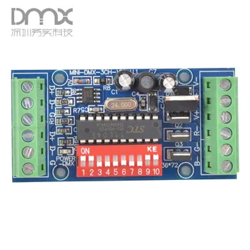 3CH Lengva dmx Valdytojas MINI-DMX-3CH-V1-subminiature valdiklis RGB LED dmx512 dekoderis,DC5V-24V,LED šviesos juostelės Modulis