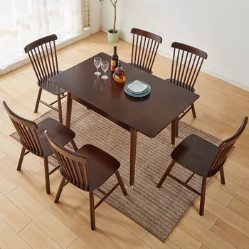 Medžio masyvo valgomojo stalas, lyginimo Šiaurės minimalistinio 4 žmonės, 6 mažų vienetų, 8 namų pull-out ištraukiamas valgomojo kėdės, 2 com