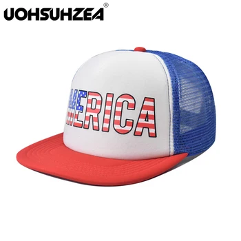 UOHSUHZEA Prekės Vasaros Stereo Spausdinti Nepriklausomybės Diena Net Skrybėlę Populiarus jav Vėliava Beisbolo Kepurę Lauko Antis Kalba Hip-Hop Skrybėlę