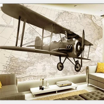 3DBEIBEHANG Tapetai užsakymą kambarį miegamojo tapetai, freskos rankomis dažyti šviesą lėktuvo TV foną, sienų apdailai