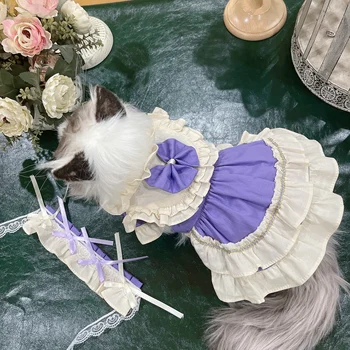 Pet elementų, katė, šuo, triušis suknelė, sijonas cute kačių drabužių violetinė susiuvimo princesė dress Šunų Drabužius Jorkšyro pet products