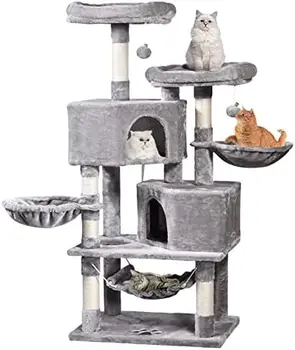 Katė Medyje, Kačių Bokštas 57in Multi-Lygio Katė Braižymo Paštu Vilos, Krepšys, Hamakas & Pliušinis Laktos kačiukams, Didelės Katės