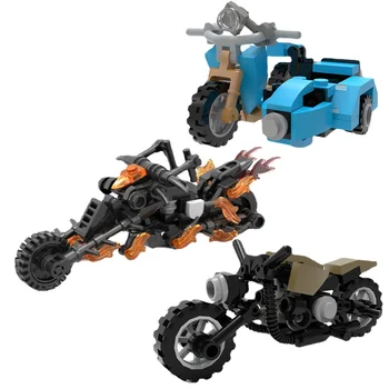 BuildMoc Dubliuota-Vairuotojai Motociklo Blokų Rinkinys Magic Priekabos Dvasios Motociklą Plytų Modelis Žaislas 