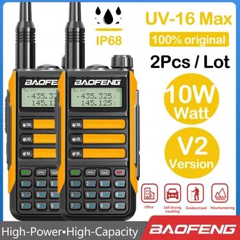 2vnt Baofeng UV 16 Max 10W Didelės Galios Atnaujintas UV-5R UV-82 Pro Walkie Talkie IP68 Vandeniui Ilgo Nuotolio Dual Band Kumpis Radijo