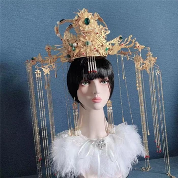 Tik EMS gražus imperatorienė plaukų karūna modelis galvos dėvėti senovės karalienė cosplay plaukų aksesuarai etapo rezultatus fotografija