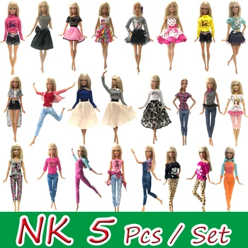 NK 3 Vnt 5 Vnt./Nustatyti Lėlės Mados Komplektus Kasdien Dėvėti Atsitiktinis Suknelė, Marškiniai, Sijonas Lėlių Drabužius Barbie Lėlės Priedai 5G JJ