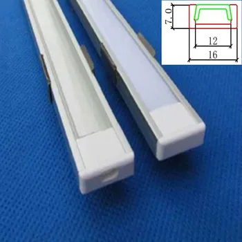 LED aliuminio profilio 5050 5630 led juostelės,pieniškas/skaidrus dangtelis 12mm pcb,juostos šviesos housing16*7MM 3-30pcs/daug ,0.5 m/vnt