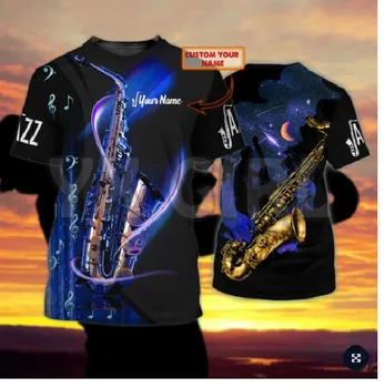 2022 m. Vasaros Mados Vyrams marškinėliai Asmeninį Saksofonas Naktį karinio jūrų Laivyno 3D Visi Per Atspausdintas T Marškinėliai Tee Topai marškinėliai, Unisex Marškinėlius