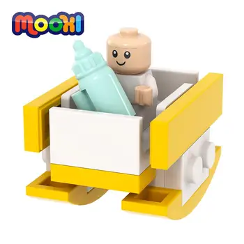 MOOXI Namų Baldai Kūdikio Supimo Lova Kūdikių Buteliukas Modelio Kūrimo Bloką Švietimo Žaislas Vaikams, Dovana Asamblėjos Plytų MOC4076