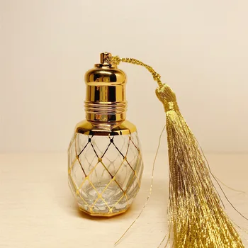 4PCS 8ml Mini Gold Stiklo konstrukcija ant Butelio eterinio Aliejaus Buteliukus Roller Kutas Prabangių Kvepalų buteliuko Nešiojamų Kelionių Tuščias Butelis