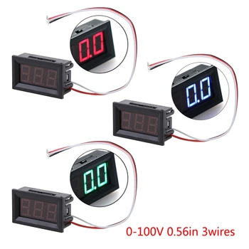 Dc 0-100V 3-Wire Voltmeter LED skirti 0,56 Skaitmeninis voltmetras Skydelis Stebėti Testeris, Naudojama Motociklų, Automobilių Elektros Bi