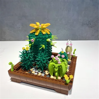 Miestas Kūrybos Sultingi Gėlė Kaktusas Vazoninių Bonsai Kūrimo Bloką Plytų Žaislas 
