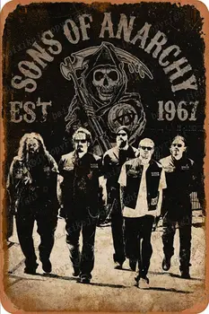 Sons of Anarchy Reaper Įgulos Retro Alavo Pasirašyti Derliaus Plakatas Lenta Sienų Dekoras Baras Kavinė, Sodas, Kambarių Tarnyba Viešbutyje