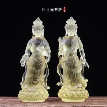 Rinkinys 12,5 cm aštuonių Budos statula Avalokiteshvara stovi statula Spalvos glazūra rankdarbiai