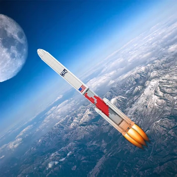 BuildMOC 1:110 Kosmoso Sunkiųjų Raketų Kūrimo Bloką Rinkinys Sunkiųjų liftas Atlas V Launchpad Transporter Pradėti Bazinės Transporto priemonės Žaislas Vaikams Dovanų