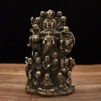 Kinijos Vario, Žalvario, 18 Budistų Šventieji Aštuoniolika Arhats Amatų Statula Papuošalai