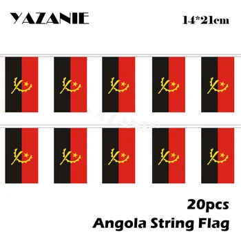 YAZANIE 14*21cm 20PCS 5Meter Angola Poliesteris String Vėliavos Pasaulio Šalis Starta Reklama už Gimtadienį, Vestuves Apdaila