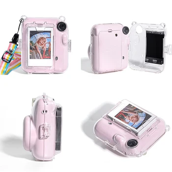 Už Fujifilm Instax Mini 12 Skaidrus Fotoaparato krepšys Apsaugos Atlikti Maišelis Dangtelio Dirželis per Petį Saugojimo Krepšys