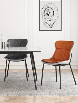 Šiaurės valgomojo kėdės atlošas Modernaus paprastas stalas kėdė Prabangus odinis gyvenamasis kambarys, valgomasis diskusijų Prabangi kėdė