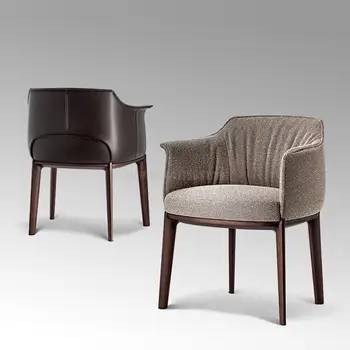 Itališkos Odos Valgomojo Kėdė Medžio Masyvo Kėdės Atlošas Dizaineris Bendrosios Laisvalaikio Kėdė Viešbutis Pardavimų Biuras Derybų Sofa-Lova, Kėdės
