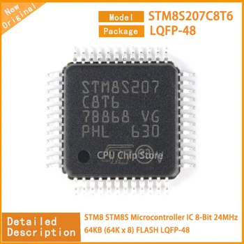 5vnt/Daug Naujų STM8S207C8T6 STM8S207 STM8 STM8S Mikrovaldiklis IC 8-Bitų 24MHz 64KB (64K x 8) BLYKSTĖS LQFP-48