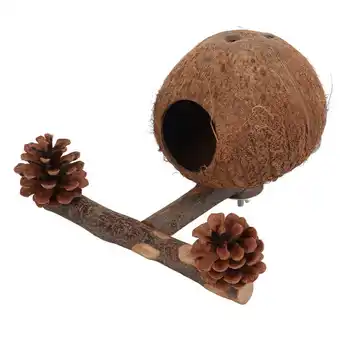 Kokoso Paukščių Namelis Natūralios Pušies Kankorėžių Dekoracija Kokoso Slėpti Paukščių Žaislas Saugus Bite Atsparus Šlifuoti Nagus už Lovebird už