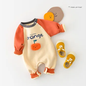 2023 Žiemos Kūdikių Drabužiai Kailio Pamušalas Berniukai Rompers Vilnos Orange Jumpsuits ropa recien nacido infatil de menina
