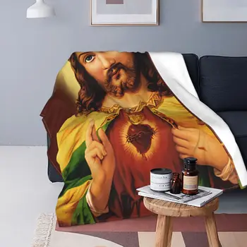 Jėzus Kristus šventosios Širdies Antklodė Krikščionių Dievas Telaimina Fuzzy Nuostabus Kvėpuojantis Mesti Pledai, Patalynė Lounge 